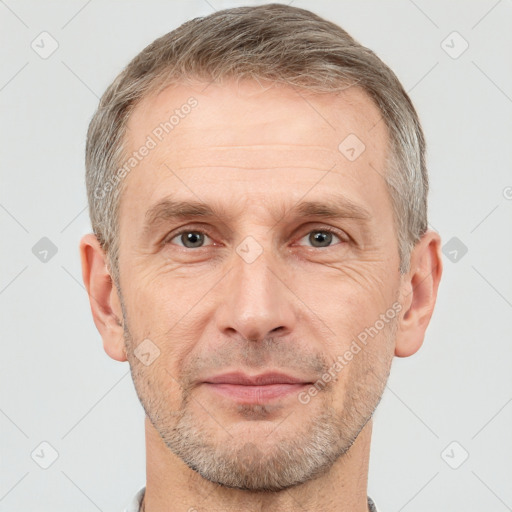 Neutral white adult male with short  brown hair and brown eyes