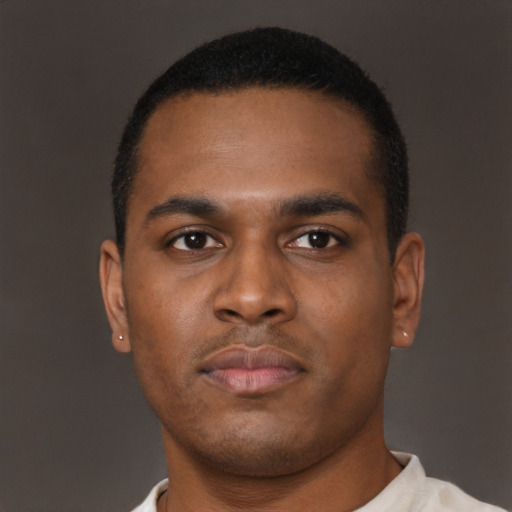Neutral latino young-adult male with short  brown hair and brown eyes
