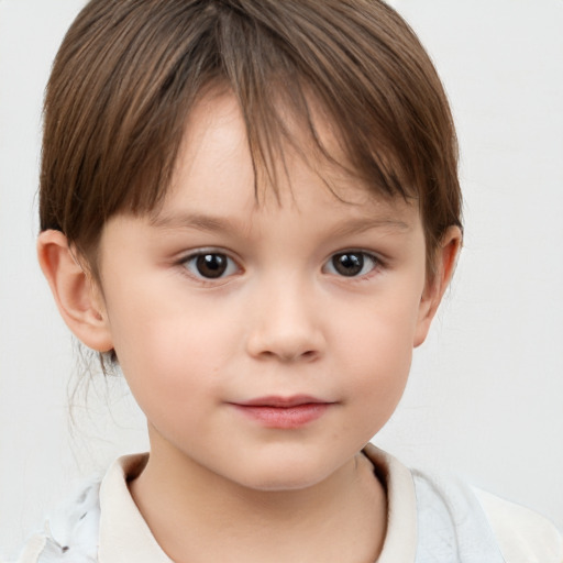 Neutral white child female with short  brown hair and brown eyes