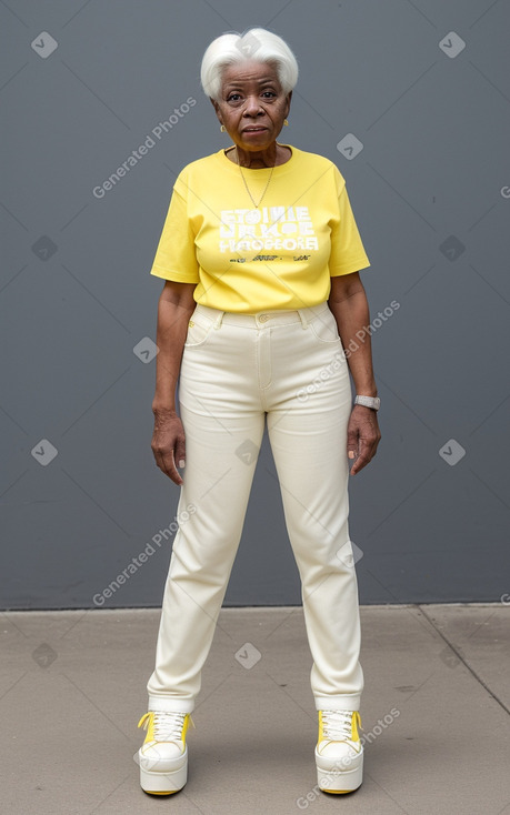 African american elderly female with  white hair