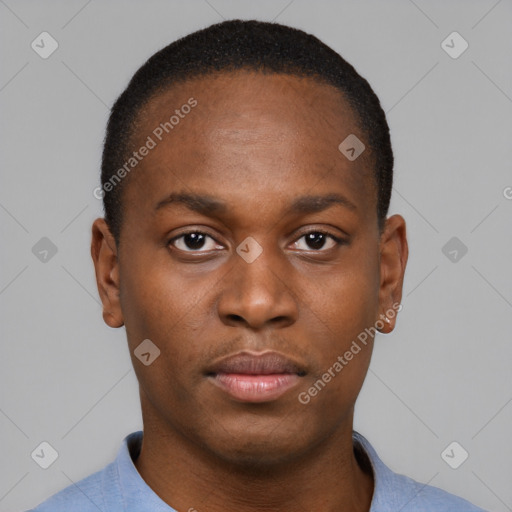 Neutral black young-adult male with short  brown hair and brown eyes