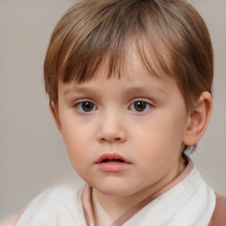 Neutral white child female with short  brown hair and brown eyes