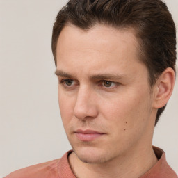 Neutral white adult male with short  brown hair and brown eyes