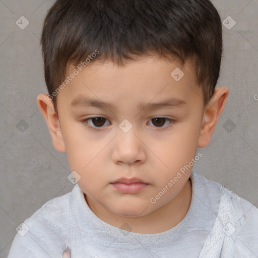 Neutral white child male with short  brown hair and brown eyes