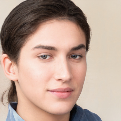 Neutral white young-adult male with medium  brown hair and brown eyes