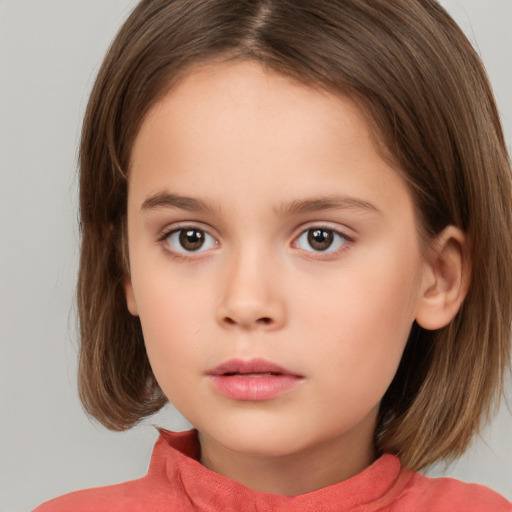 Neutral white child female with medium  brown hair and brown eyes