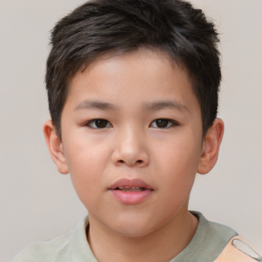 Neutral white child male with short  brown hair and brown eyes