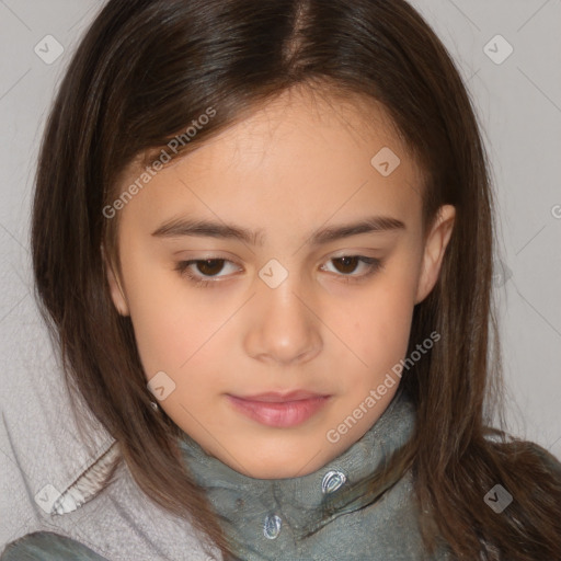 Neutral white child female with medium  brown hair and brown eyes