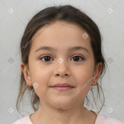 Neutral white child female with medium  brown hair and brown eyes