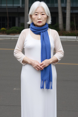 South korean elderly female with  white hair