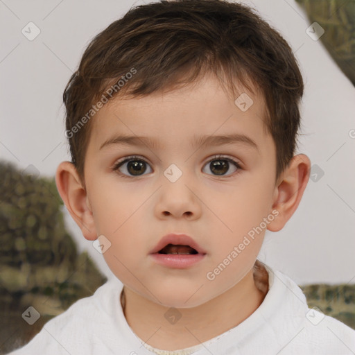 Neutral white child male with short  brown hair and brown eyes