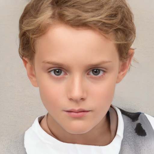 Neutral white child female with short  brown hair and brown eyes