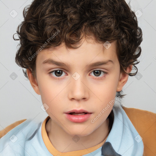 Neutral white child male with short  brown hair and brown eyes