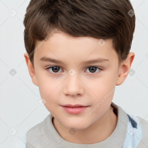 Neutral white child male with short  brown hair and brown eyes