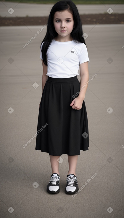 Caucasian child girl with  black hair