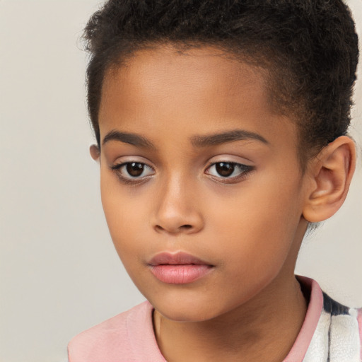 Neutral white child female with short  brown hair and brown eyes