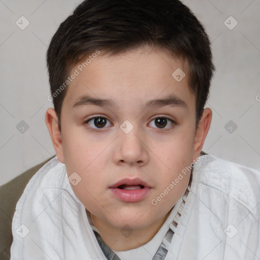 Neutral white child male with short  brown hair and brown eyes