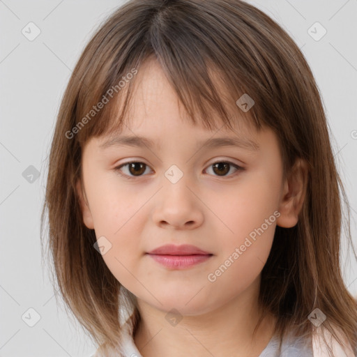 Neutral white child female with medium  brown hair and brown eyes