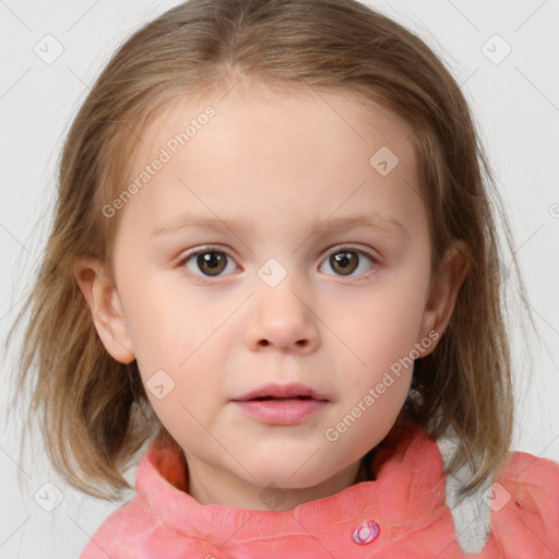 Neutral white child female with medium  brown hair and brown eyes