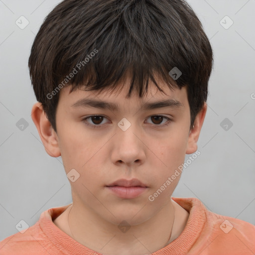 Neutral white child male with short  brown hair and brown eyes