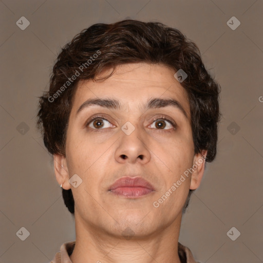 Neutral white adult male with short  brown hair and brown eyes