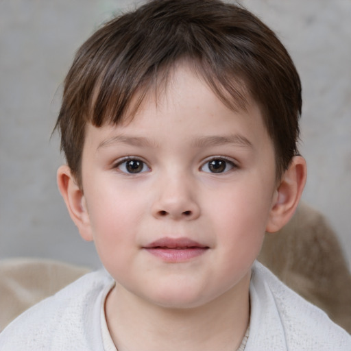 Neutral white child female with short  brown hair and brown eyes