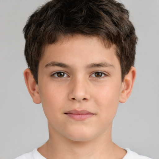 Neutral white child male with short  brown hair and brown eyes