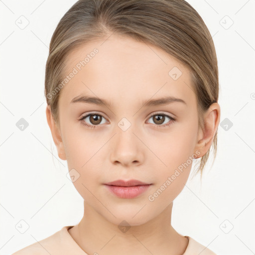 Neutral white child female with medium  brown hair and brown eyes