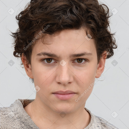 Neutral white child male with short  brown hair and brown eyes