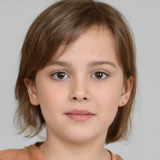 Neutral white child female with medium  brown hair and brown eyes