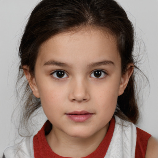 Neutral white child female with medium  brown hair and brown eyes