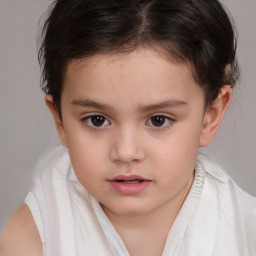 Neutral white child female with short  brown hair and brown eyes