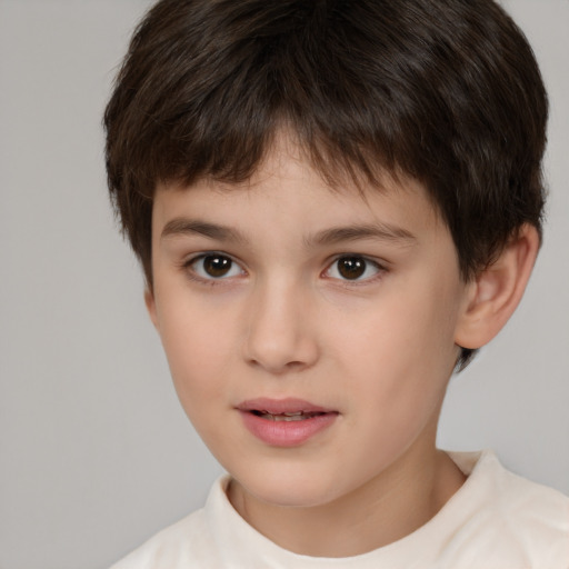 Neutral white child male with short  brown hair and brown eyes