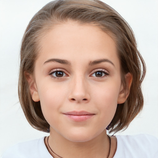 Neutral white child female with medium  brown hair and brown eyes