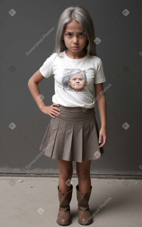 Child girl with  gray hair