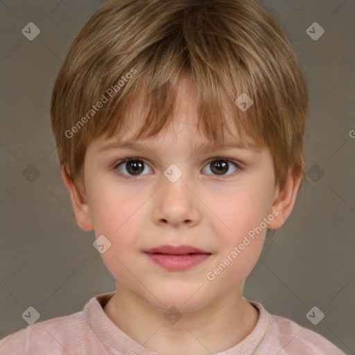 Neutral white child male with short  brown hair and brown eyes