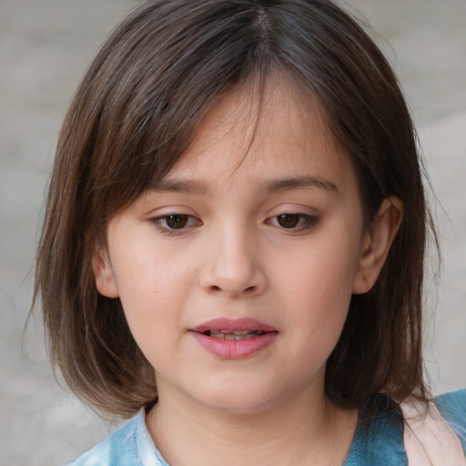 Neutral white child female with medium  brown hair and brown eyes