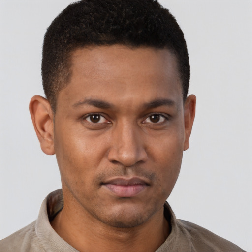 Neutral latino young-adult male with short  brown hair and brown eyes