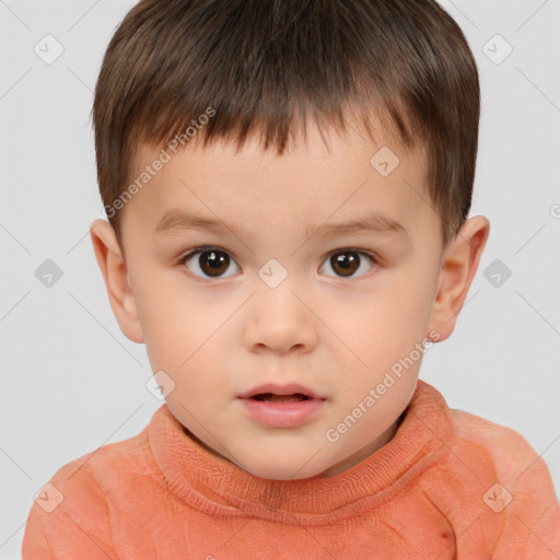 Neutral white child male with short  brown hair and brown eyes