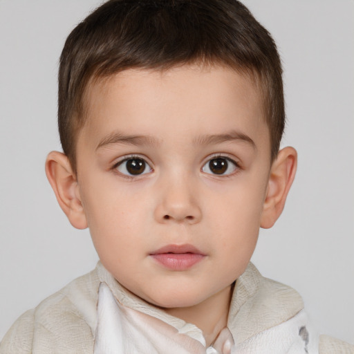 Neutral white child male with short  brown hair and brown eyes