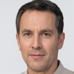 Neutral white adult male with short  brown hair and brown eyes