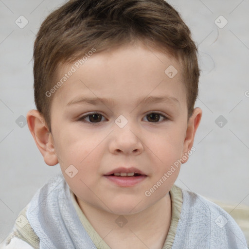 Neutral white child male with short  brown hair and brown eyes