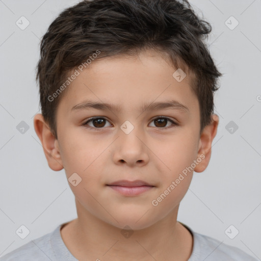 Neutral white child male with short  brown hair and brown eyes