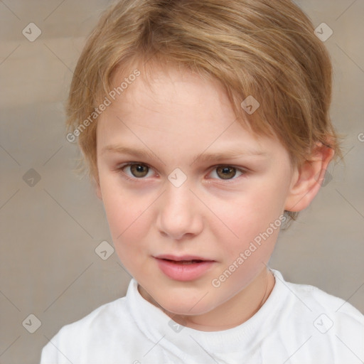 Neutral white child female with short  brown hair and brown eyes