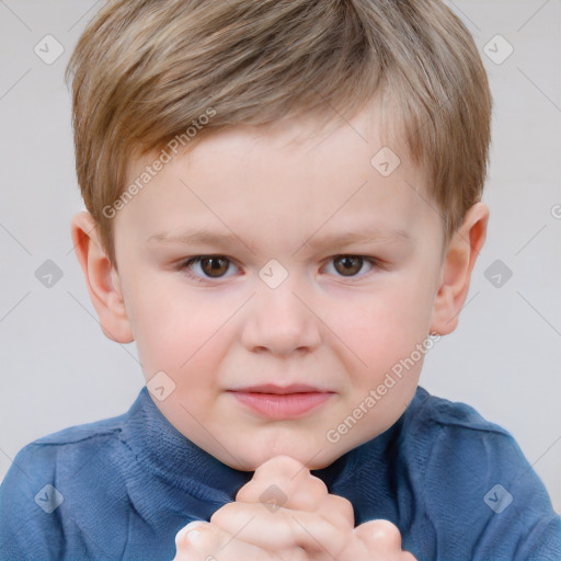 Neutral white child male with short  brown hair and grey eyes