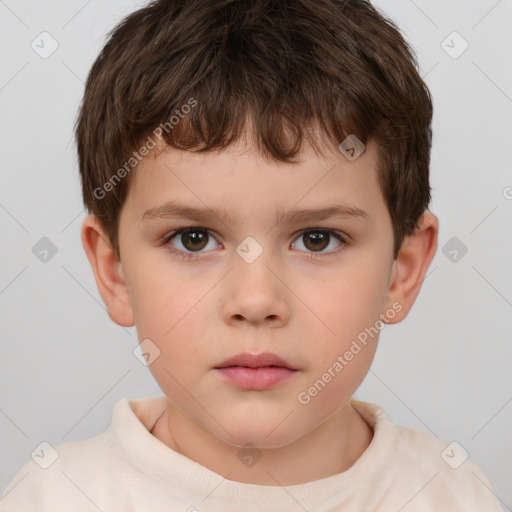 Neutral white child male with short  brown hair and brown eyes