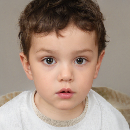 Neutral white child male with short  brown hair and brown eyes