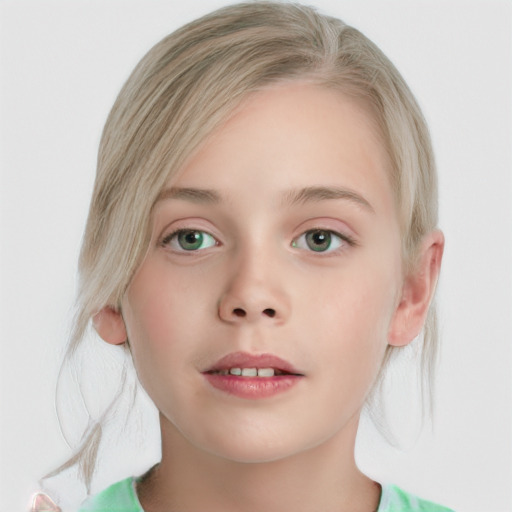 Neutral white young-adult female with medium  blond hair and blue eyes