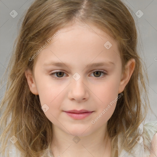 Neutral white child female with medium  brown hair and brown eyes