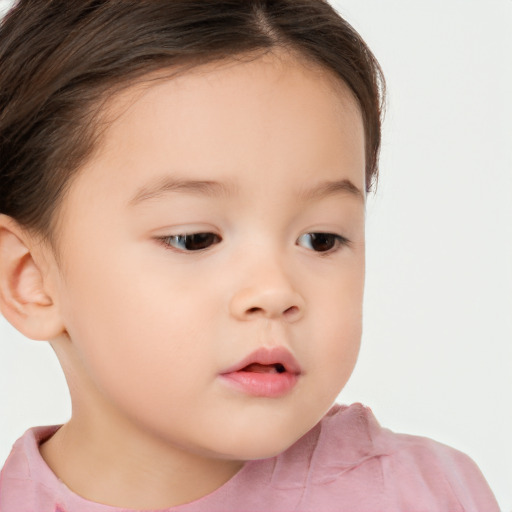 Neutral white child female with short  brown hair and brown eyes